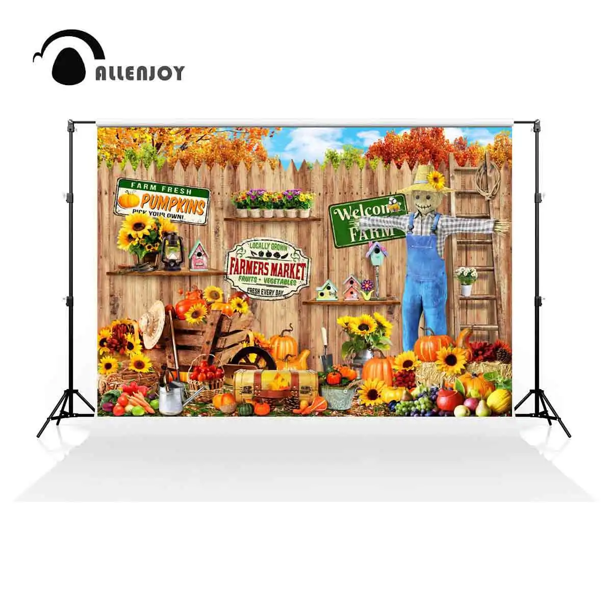 Allenjoy Autumn Farm Harvest Garden Backdrop