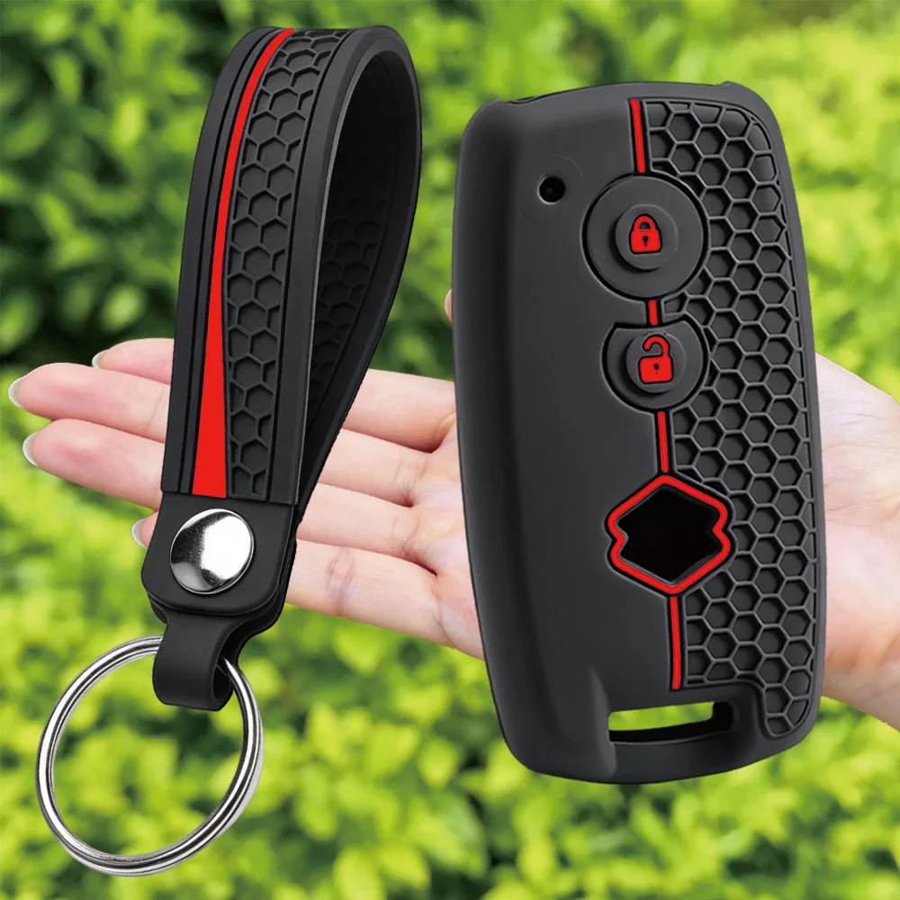 For Suzuki Swift Vitara SX4 S-Cross Ignis Baleno Ertiga Jimny silicone car key fob cover with compact finger loop and key ring