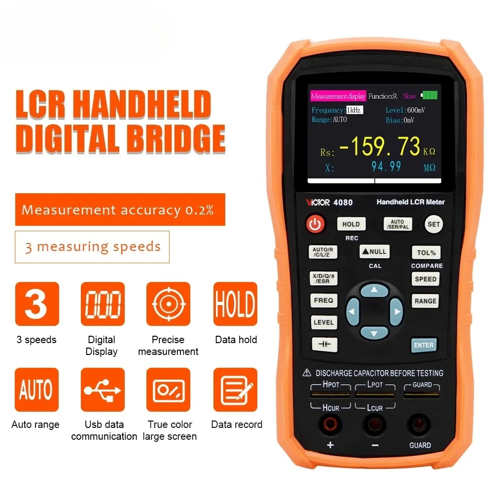 VICTOR 4080 Autoranging Mini USB 0.3/0.6Vrms Adjustable Handheld LCR Meter