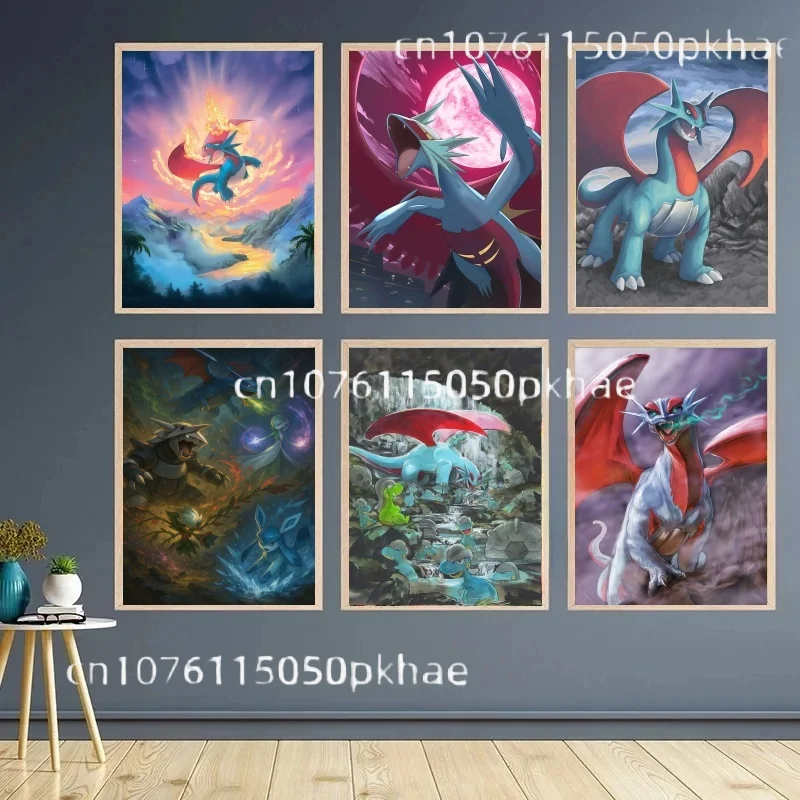 

Classic Japanese Anime Surrounding Pokemon Salamence Poster Wall Art Prints Canvas Painting Print Picture Children Gift