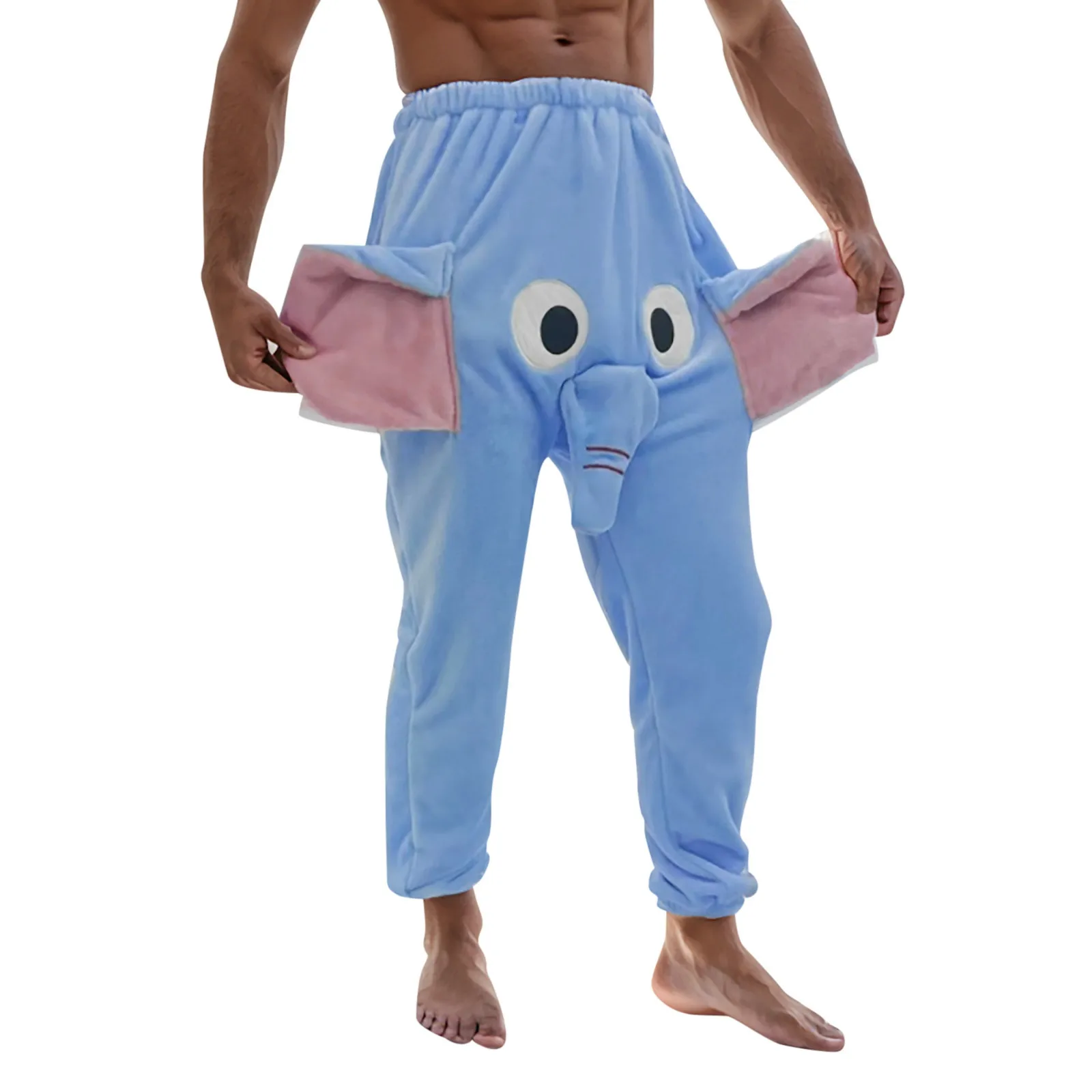 Calça de pijama de elefante boxer masculino, Flanela, Shorts engraçados novos, Calça humorística, Roupa interior animal, Calças macias masculinas,