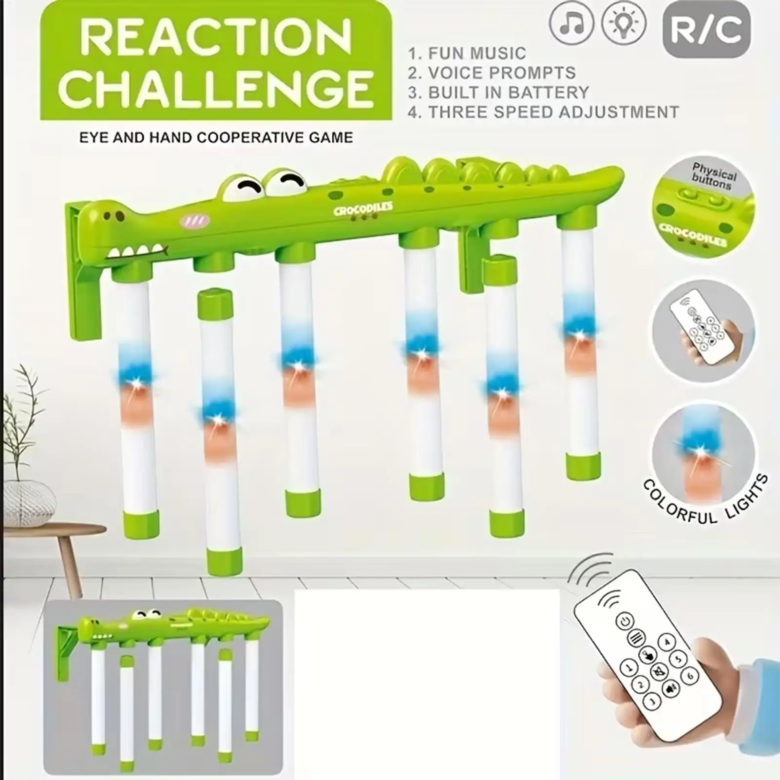 

Игра Stick Drop, дизайн крокодила, сенсорная игрушка, 3-скоростной дизайн крокодила, реакционная игра для детей 3 лет и старшего возраста, взрослых, девочек и мальчиков