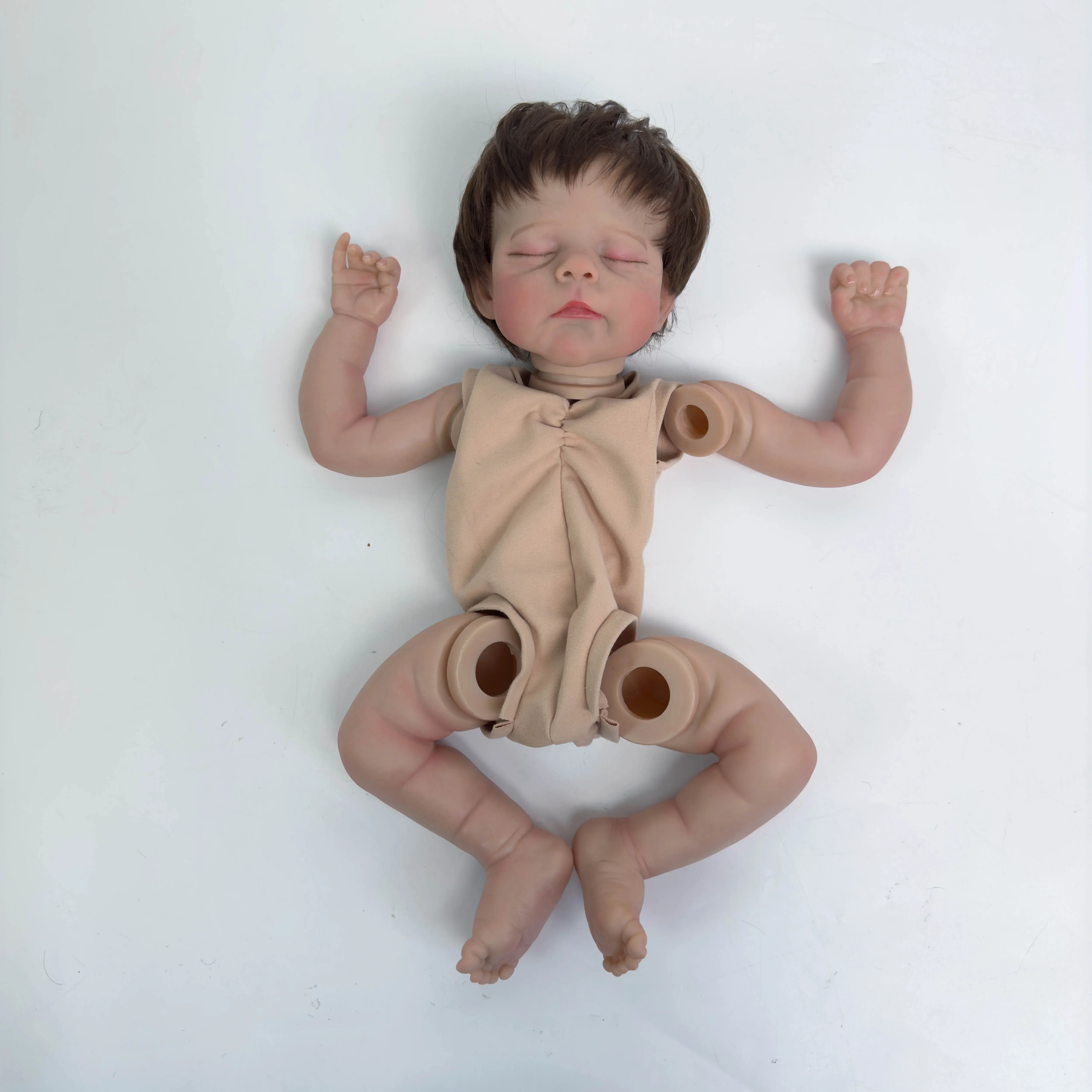 NPK 18'' Wysokiej Jakości Niedokończona Lalka DIY Części z Kręconymi Włosami Zestaw Reborn Realistyczny Niemowlak Juz Malowany