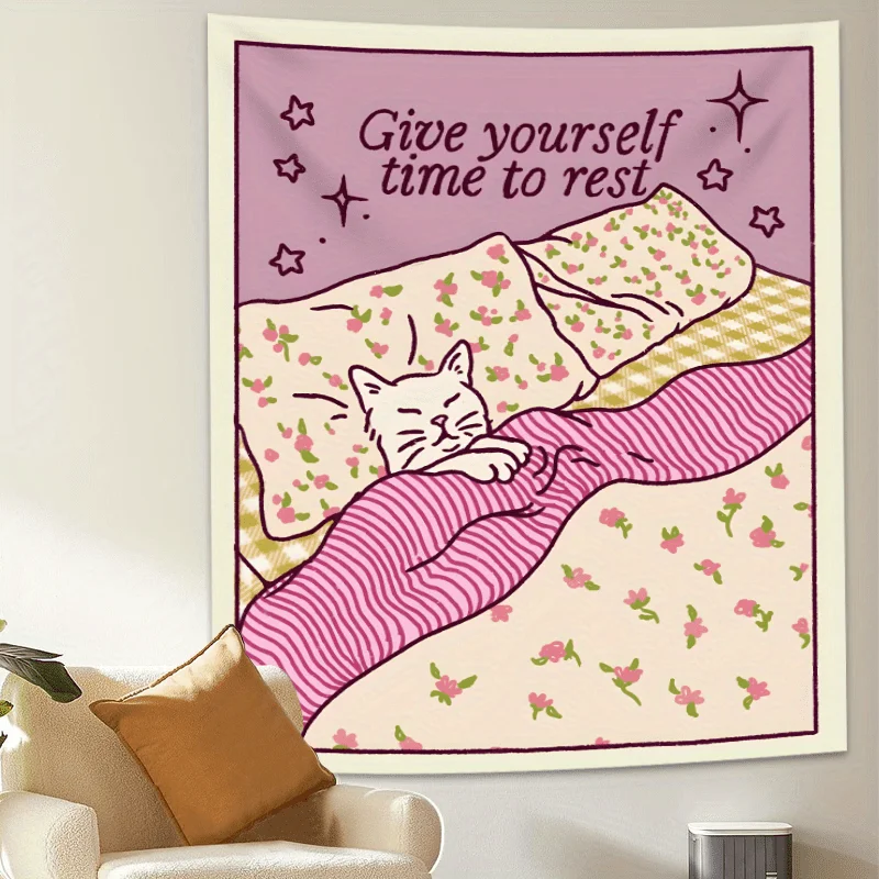 VIKAMA Healing Cat Relaxation Wall Hanging Gentle Girlish Heart Room Decoration Dormitory Bedroom Wall Hanging