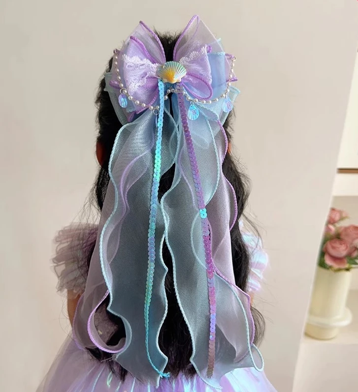 

Tulle Hair Clip Bow with Veil Princess Rhinestone Bridal Hairpins for Girls Birthday Party Performance Hair Accessories Hair Pin