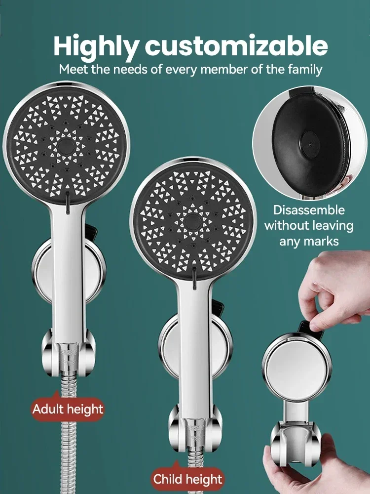 New Suction Cup Handheld Shower Head Holder Large Shower Head Supports Relocatable Wall Mounted Bathroom Accessories