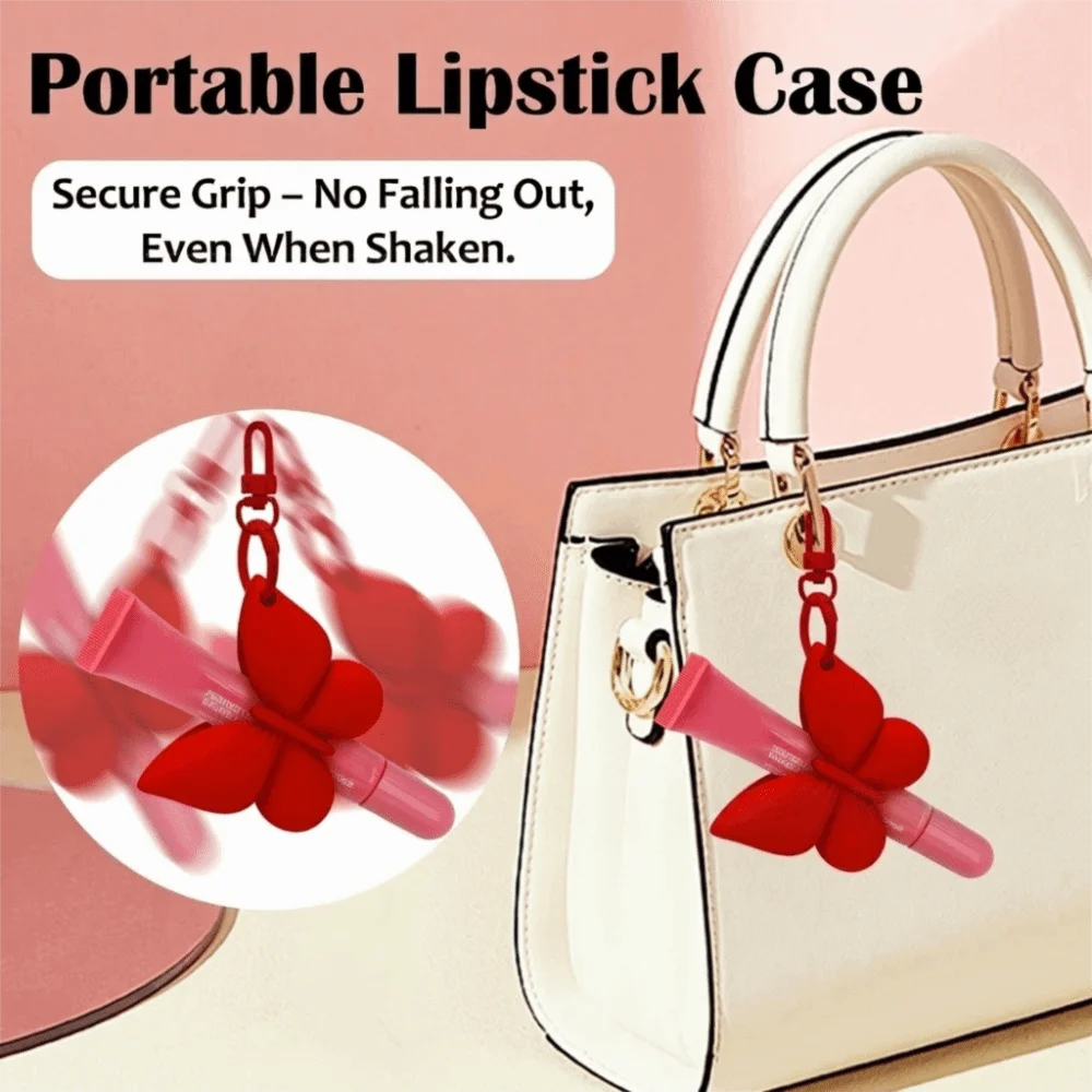Clip-on Design Lipstick Keychain Cute Organizer Silicone Lip Gloss Holder Portable Durable Makeup Accessory Holder Gym Bag
