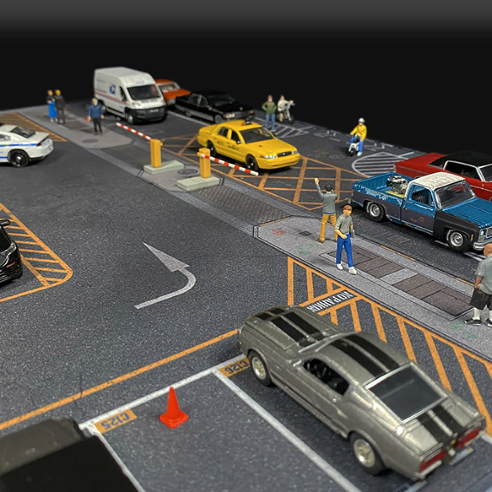 1/64 Police Parking Lot Garage Display Diorama Rubber Mouse Pad Mat for Hot Wheels Car Miniature Scale Diecast Models view 3