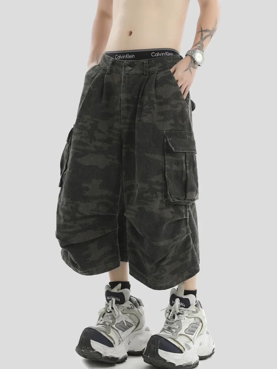 2024 y2k Korean Streetwear Baggy Camouflage Cargo Jeans scene Fashion Style Wide Leg Pants 2000s Japanese Camo Men\'s Clothing