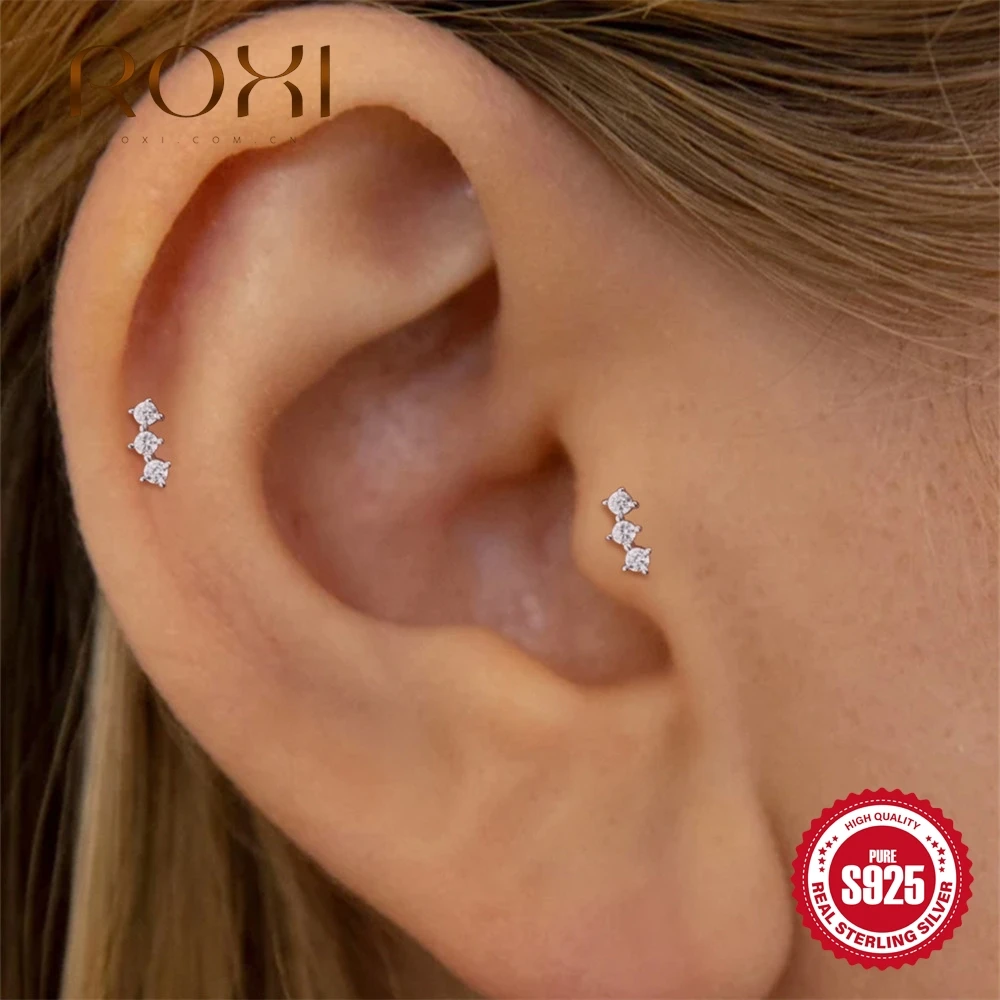Boucles d'oreilles ROXI élégantes pour femme en argent 925, protection de l'environnement, bijoux variés et originaux