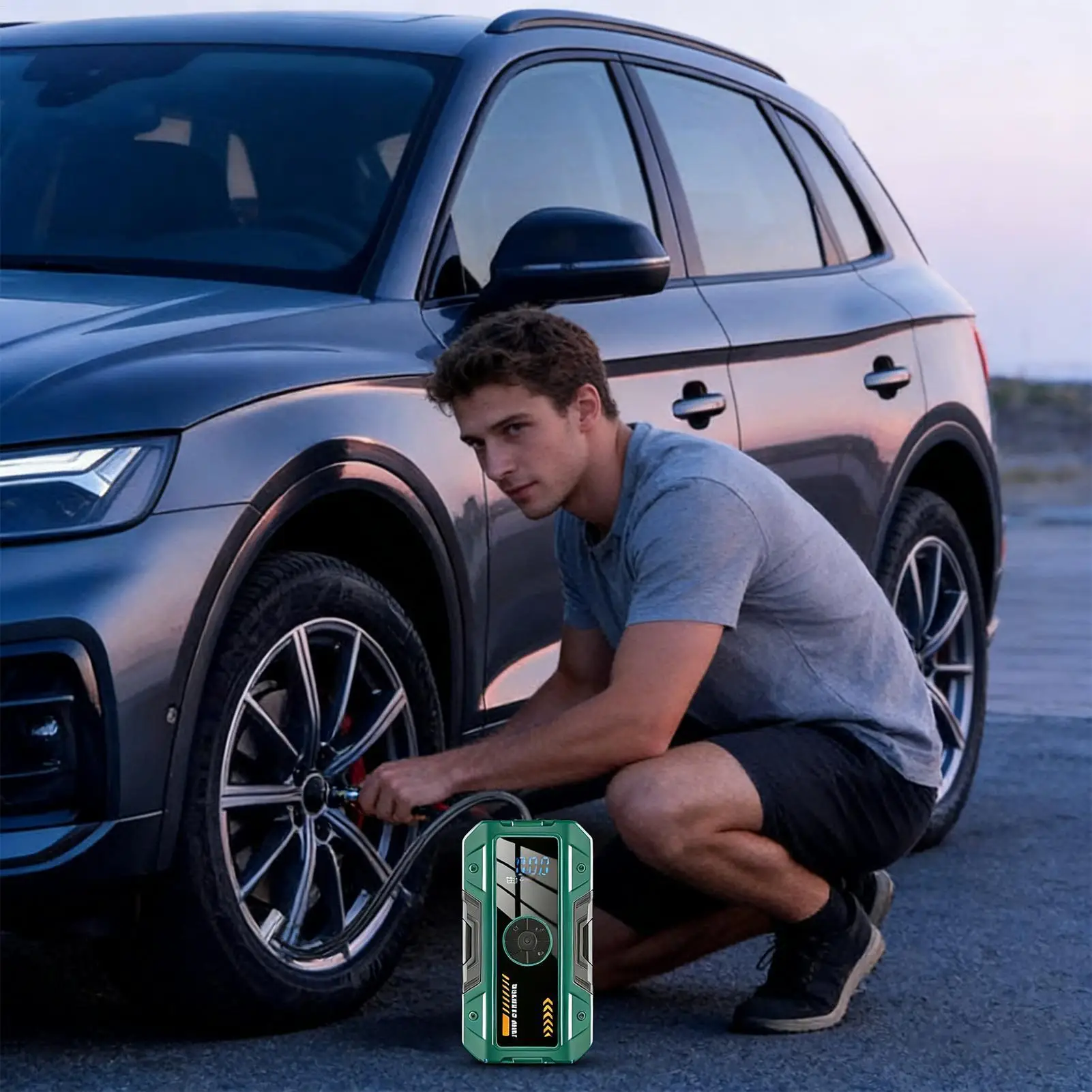 Jump Box 3-Mode Digital Display Portable Tire Inflator Car Jump Pack For Vehicle Automotive Bike Tire Ball Travel Road Trip