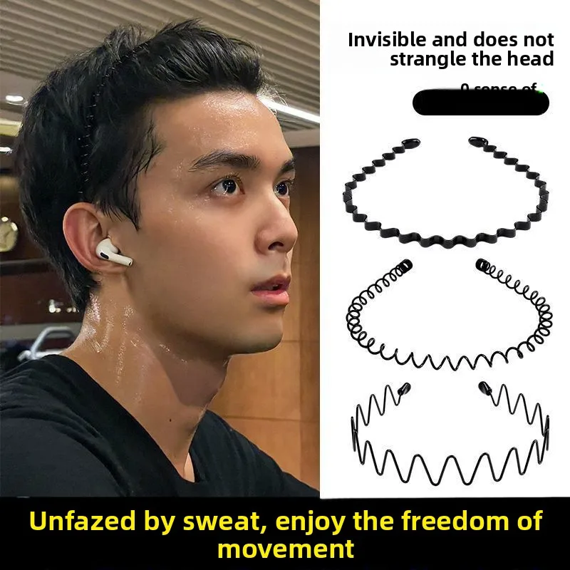 

Headband boys invisible pressure hair back wavy headband plain ring Korean face washing sports headband popular hair card girl