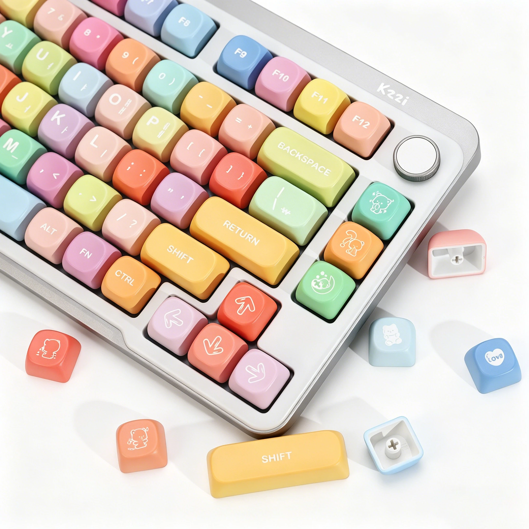 KBDiy Gummy Bears Theme Keycaps Korean Cute KOA MOA Profile PBT Keycap ISO Custom DIY For 60 Gaming Mechanical Keyboard Key Caps