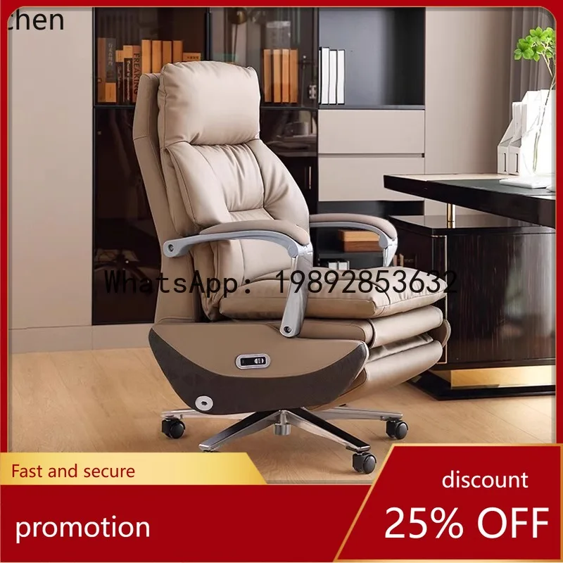 

YFY Top Layer Cowhide Electric Executive Chair for Home Office Comfortable Computer Swivel Chair Reclining Massage Office Chair