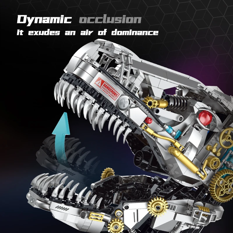 NEW 928PCS MOC Mechanical Tyrannosaurus Rex and Triceratop Head Building Blocks Bricks Assembling DIY Toys for Children Gift Set