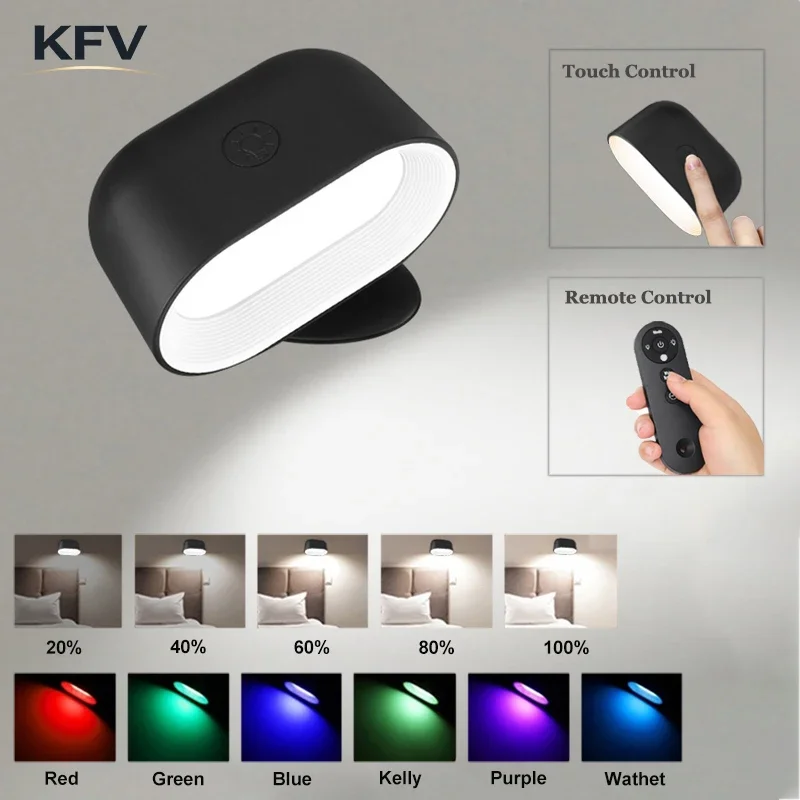 LED-Wandleuchte Wiederaufladbare Nachtlichter 360 °   Rotierbare Magnetische Touch-Fernbedienung Bildleuchte Schrankstrahler Wandlampe