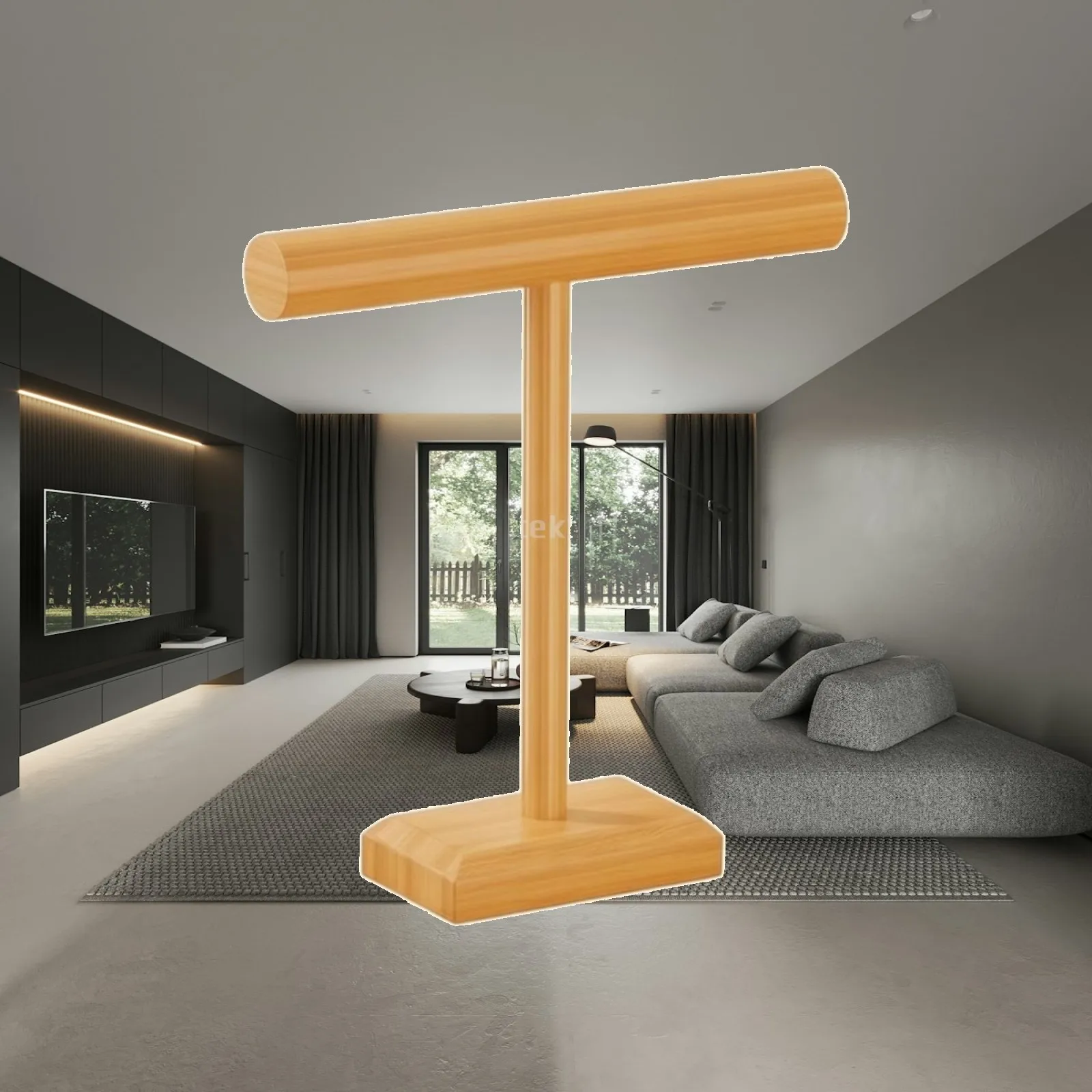 Single-Tier Jewelry Stand with Display Rod Space-Saving Wooden Jewelry Display Stand Stable Wooden Bangle Holder for Dressing