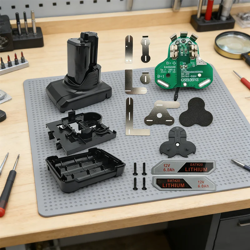 BAT420 Batteriegehäuse aus Kunststoff mit Leiterplatte, BAT412A BAT413A Hülle 10,8V 12V Li-Ionen-Batteriegehäuse, Ladeschutzplatinen-Kit
