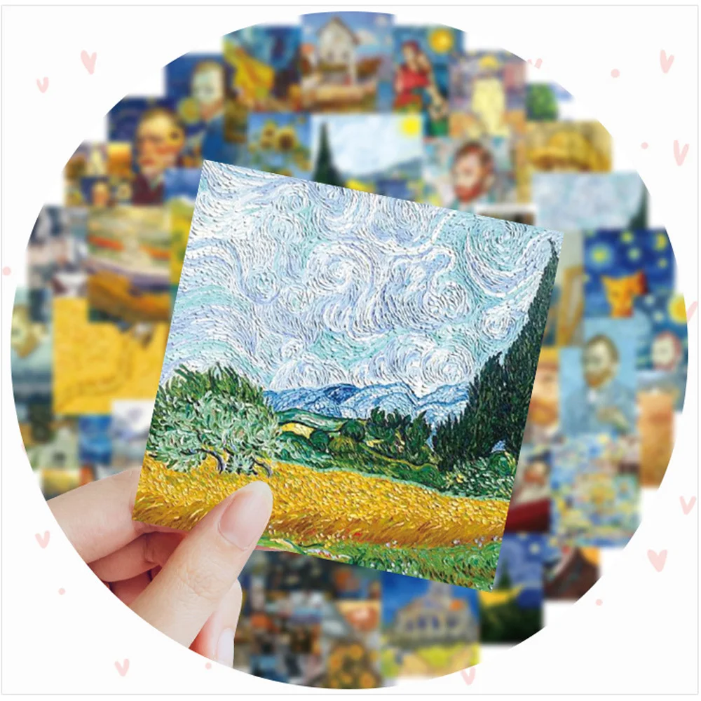 10/30/50pcs Van Gogh Oil Painting Art Stickers Aesthetic Waterproof Graffiti Decals DIY Laptop Phone Decoration Sticker for Kids