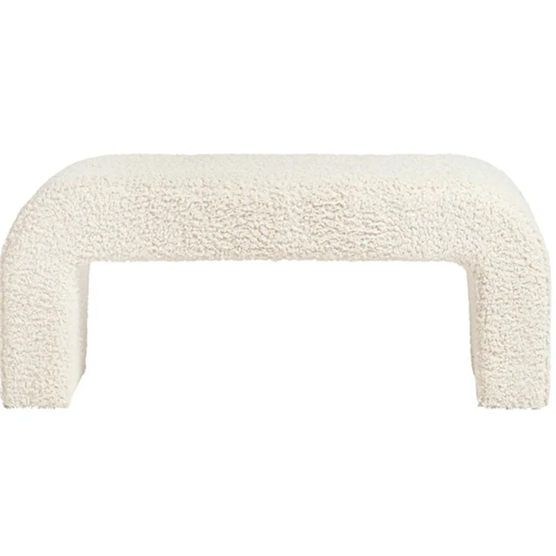 & Nordic Lambswool Customizable Fabric Shoe-changing Bench Minimalist Modern Living Room Entryway Hotel Bedroom End-of-bed Small