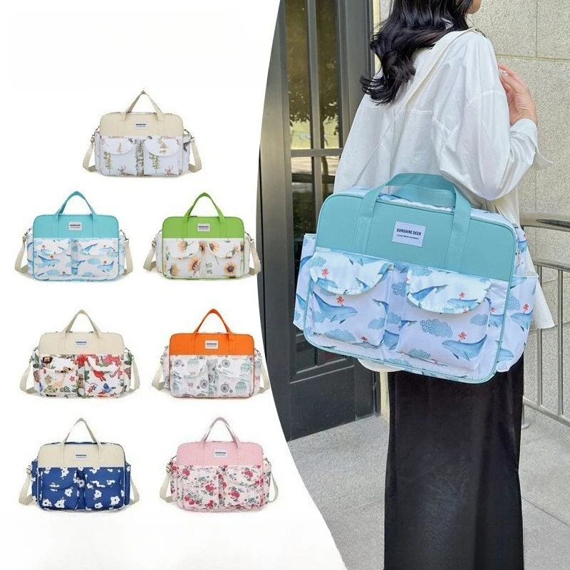 Fashionable Quilted Diamond Grid Single Shoulder Mommy Bags Travel Multifunctional Large Capacity Handheld Diagonal Diaper Bag