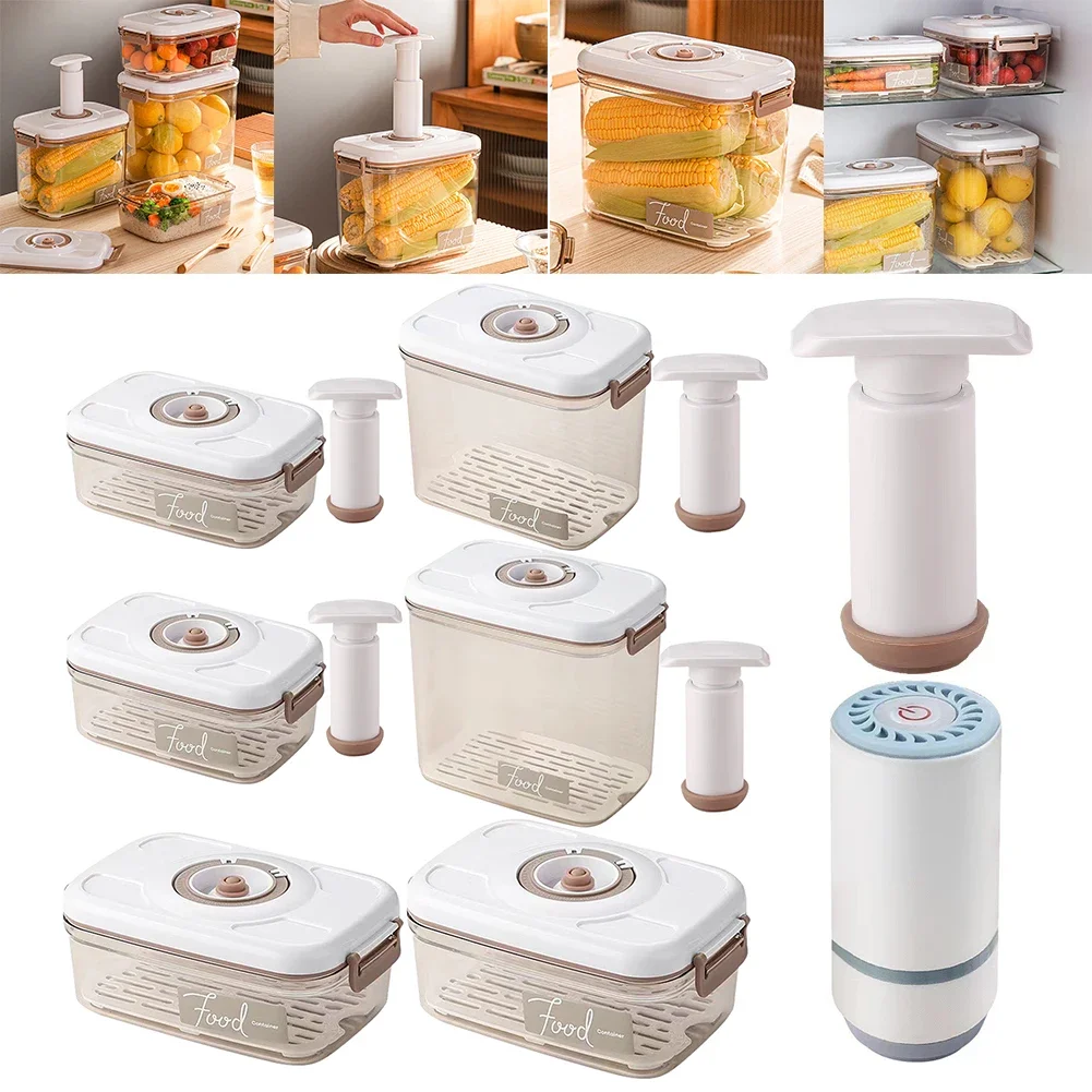 Vacuum Food Storage Box Food Dispenser Large Capacity Marinade Container Fresh-Keeping Multifunction for Meat Fruits Vegetables