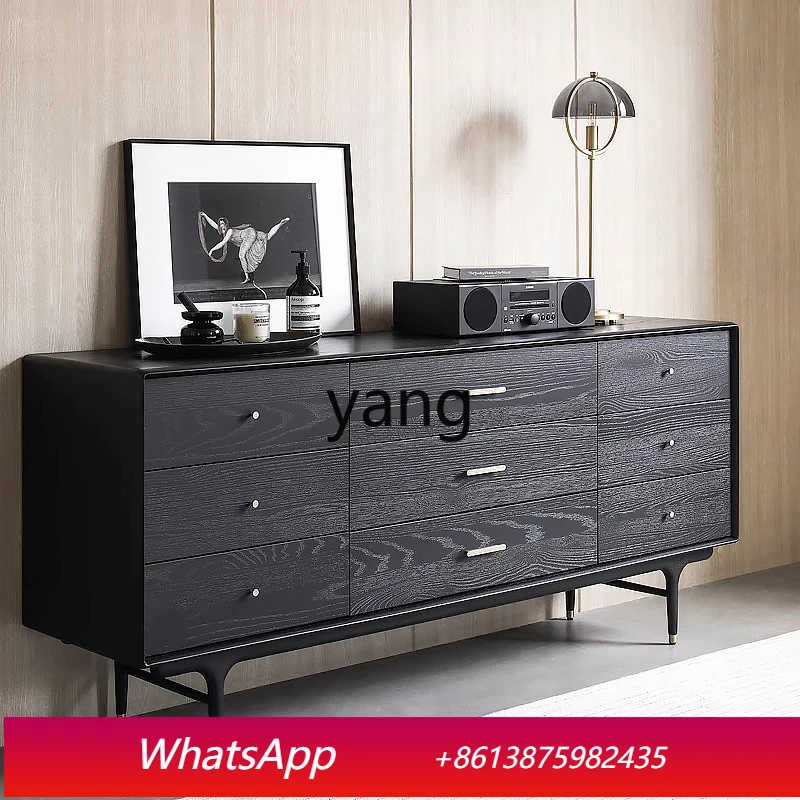 

Ретро-комод из массива дерева с девятью ящиками, современный и простой, для гостиной, с выдвижными ящиками.