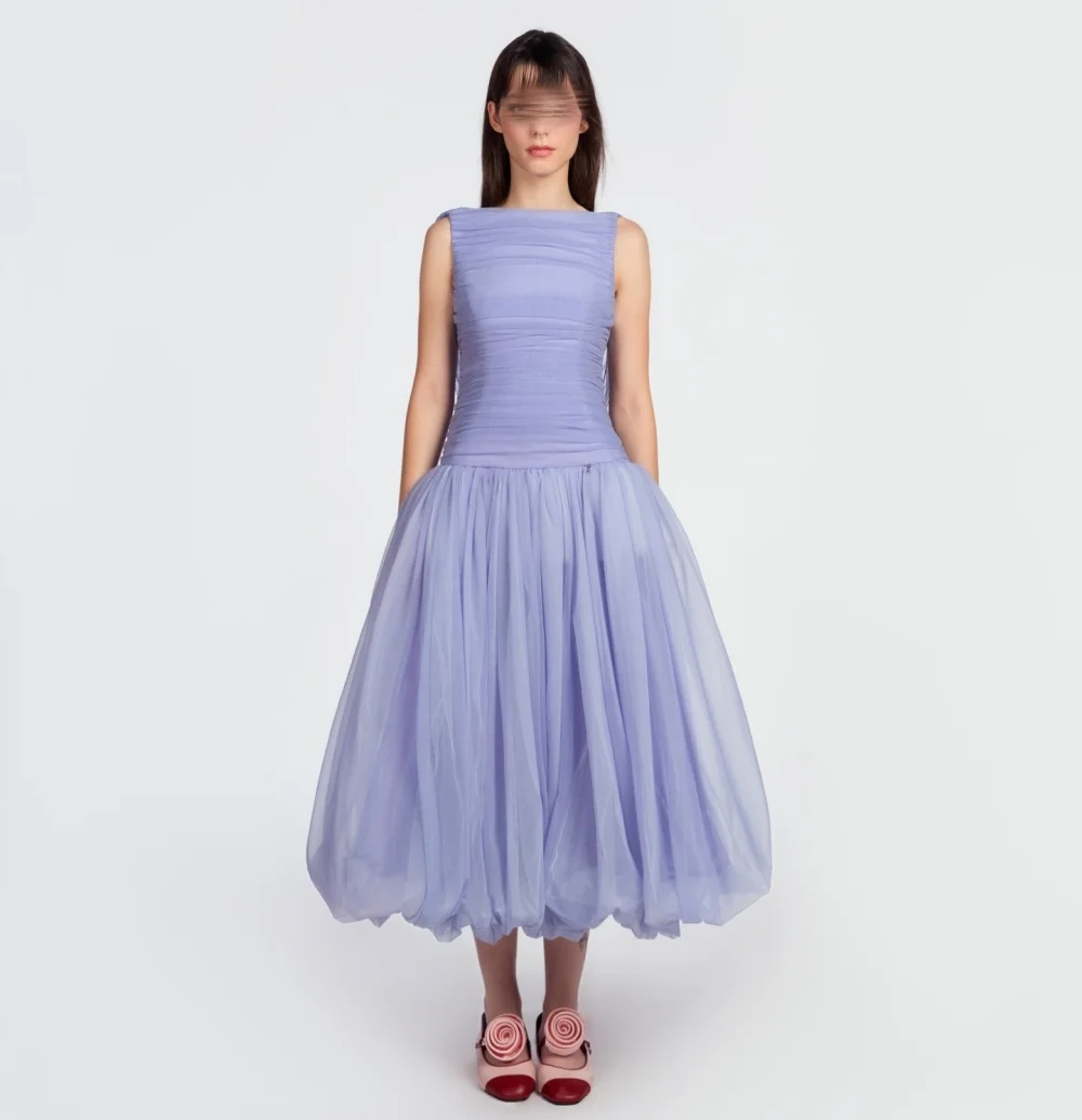 

Customized Elegant Wedding Party Dress Homecoming Dresses Pleat A-line Grace Midi Dresses Modern Style