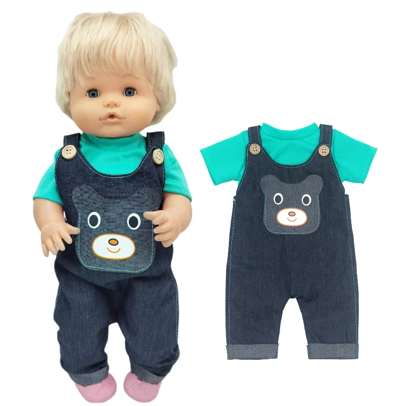 16 Inch St George Pakaian Boneka T-shirt Pendek untuk 40Cm Ropa Y Su Hermanita 38Cm Bayi Boneka Fashion Denim Celana Pendek