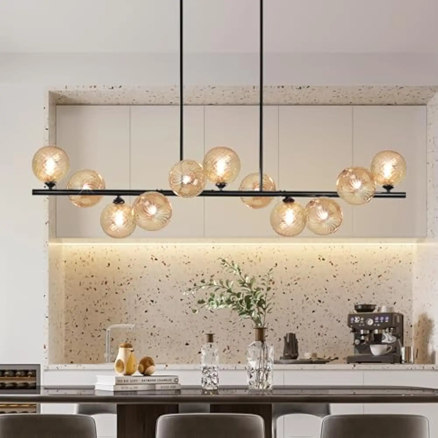 

Chandeliers for Dining Room Linear Chandelier for Kitchen Island 51 Large Sputnik Linear Chandeliers with Amber Swirled Glass L
