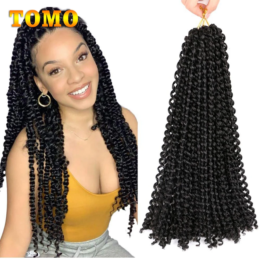 

TOMO Passion Twist Braids Hair Water Wave Synthetic Crochet Hair Pre-looped Braiding Hair Extensions For Black Women Ombre Brown