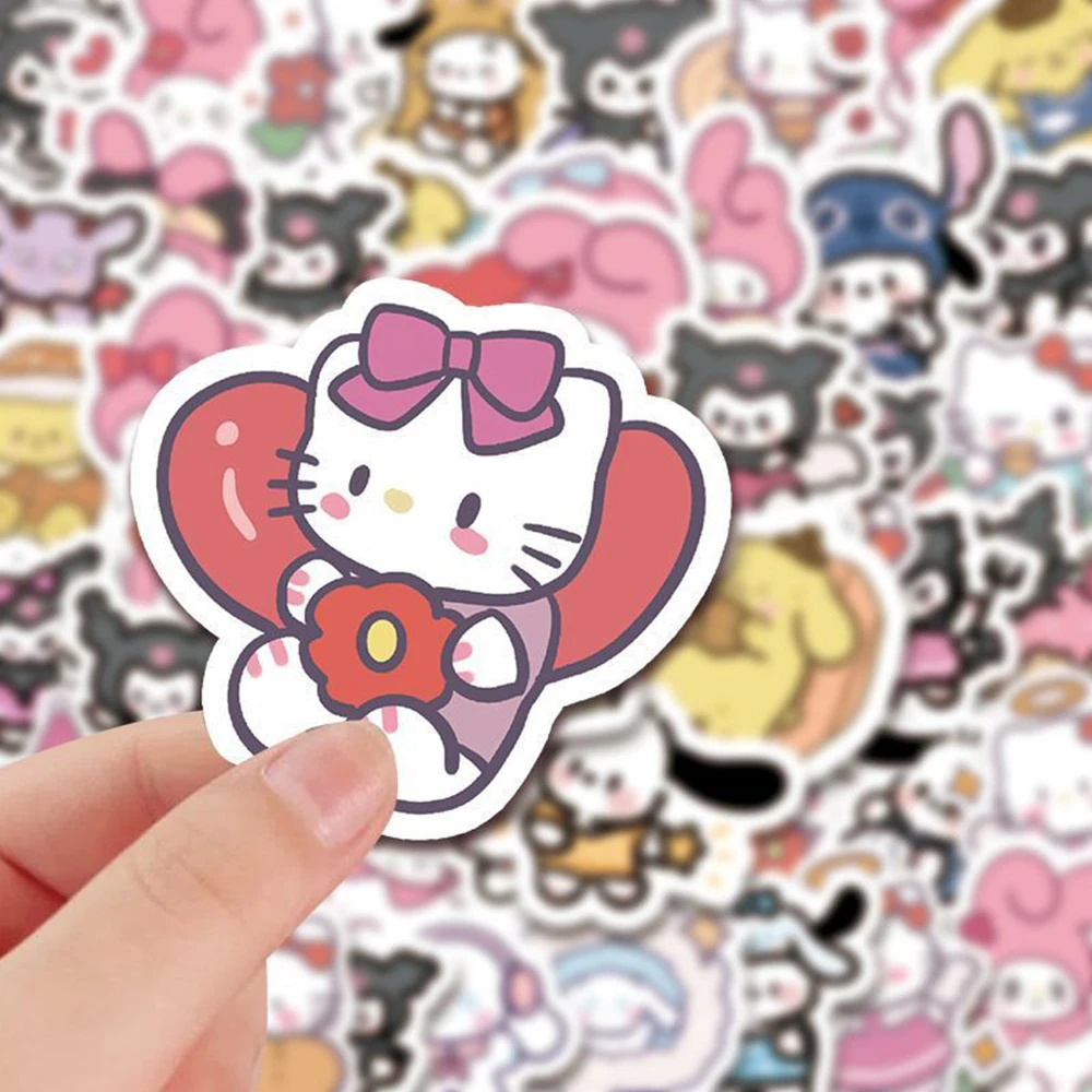 สติกเกอร์ Sanrio 10/30/50/ชิ้นสติกเกอร์น่ารักๆลาย My Melody Cinnamoroll HelloKitty kurals DIY โทรศัพท์กระเป๋าสติกเกอร์แล็ปท็อปของเล่นสำหรับเด็ก