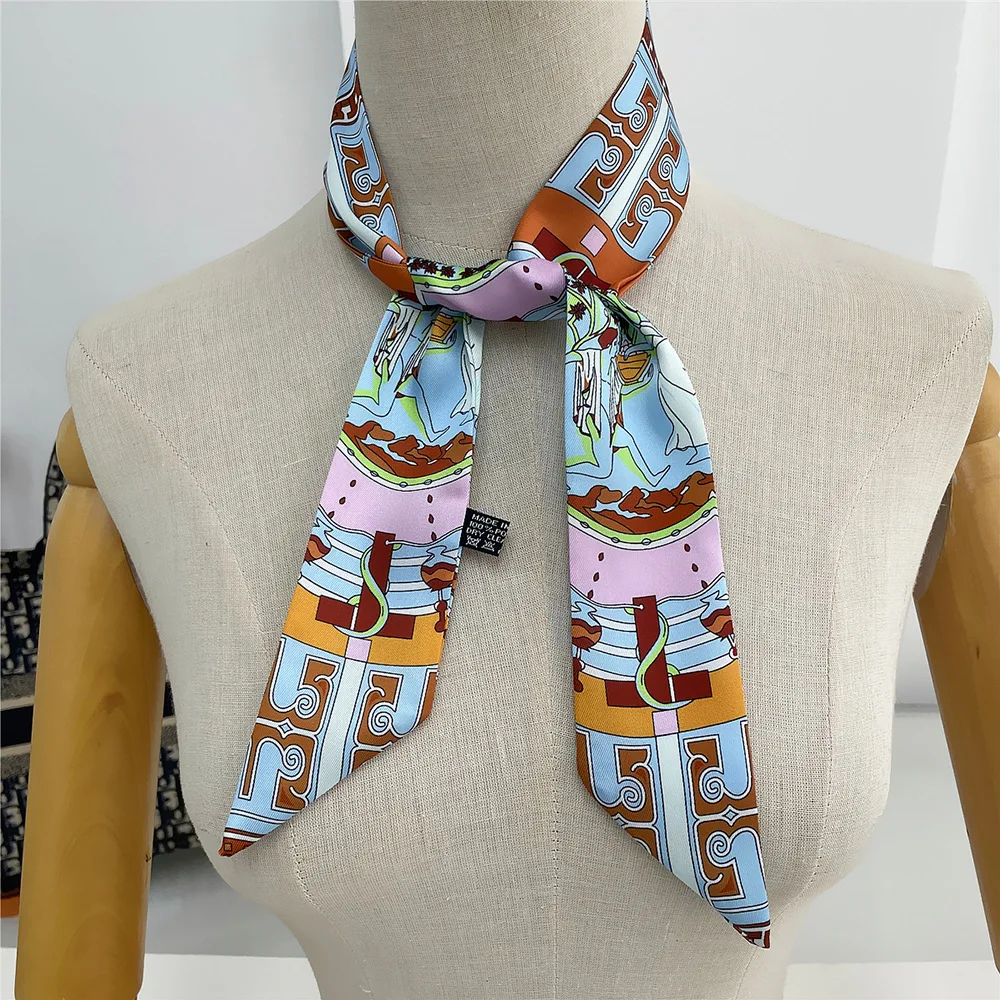 2023 New Design Women Silk Scarf Luxury In Summer Fashion Hairband Bag Scarves Foulard Headscarf