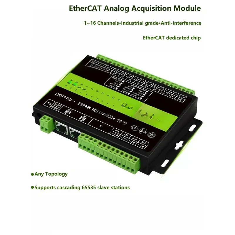 EtherCAT Remote IO Analog Acquisition Voltage And Current Input Module Network Port 0-100MV/0-500MV/5/10/30V/4-20MA
