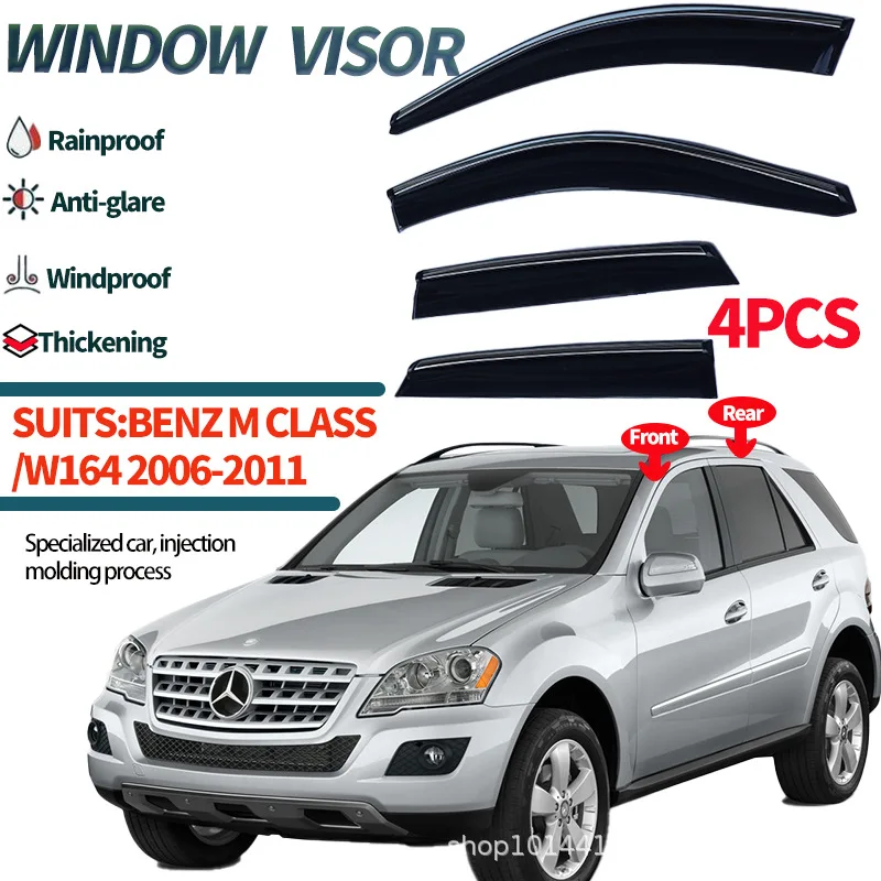 For Mercedes-Benz M-Class ML Window Barrier M Class W164 2006-2011 Window visors Wind & Rain Deflectors No-Drill Design
