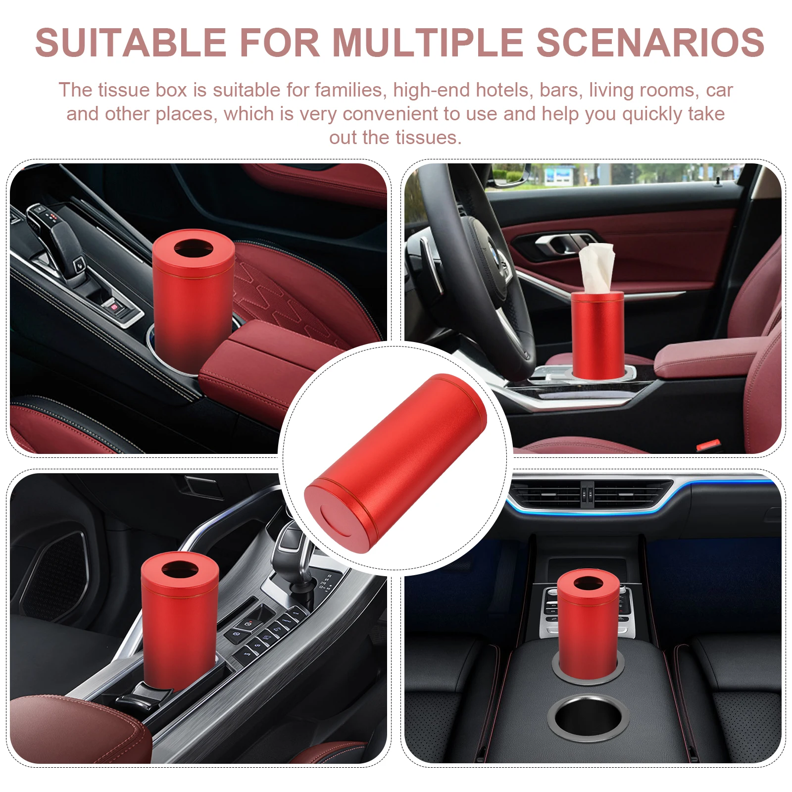 

Cylinder Tissue Box Round Aluminum Alloy Waterproof Dustproof Paper Towel Holder For Car Home Office Tissue Container Dispenser