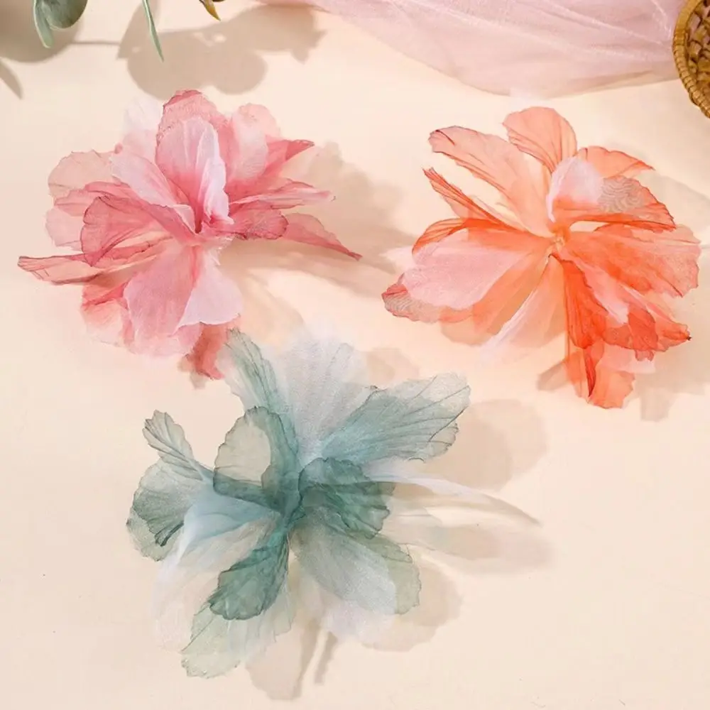 14cm 3D Organza Flowers Gradient DIY Lace Patches Applique Decoration Patches Akcesoria do sukni ślubnej