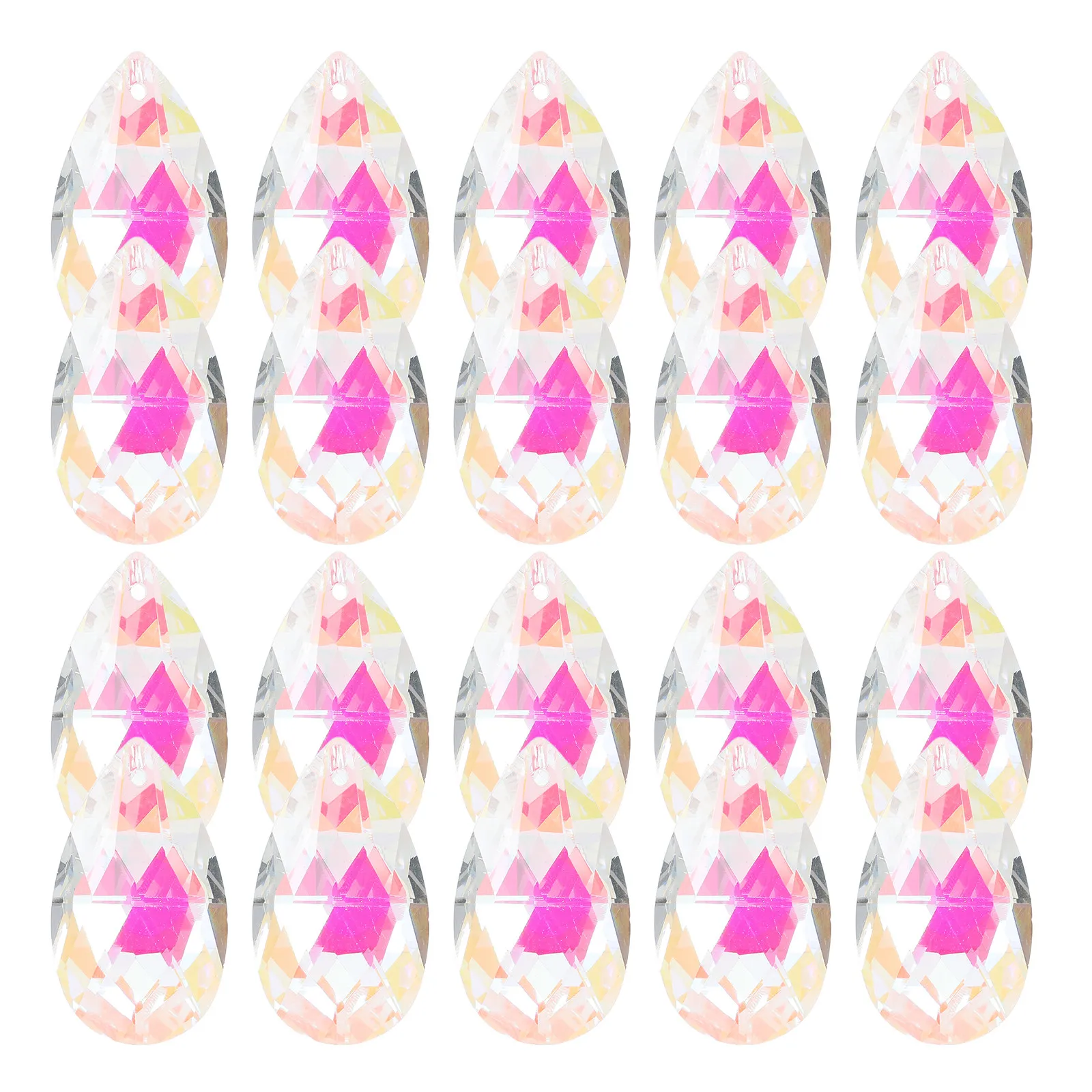 

20 шт. прозрачных хрустальных подвесок-капель с отверстием сверху, 38 мм, граненые стеклянные солнечные ловушки для окон, создатели радуги, фэн-шуй для дома