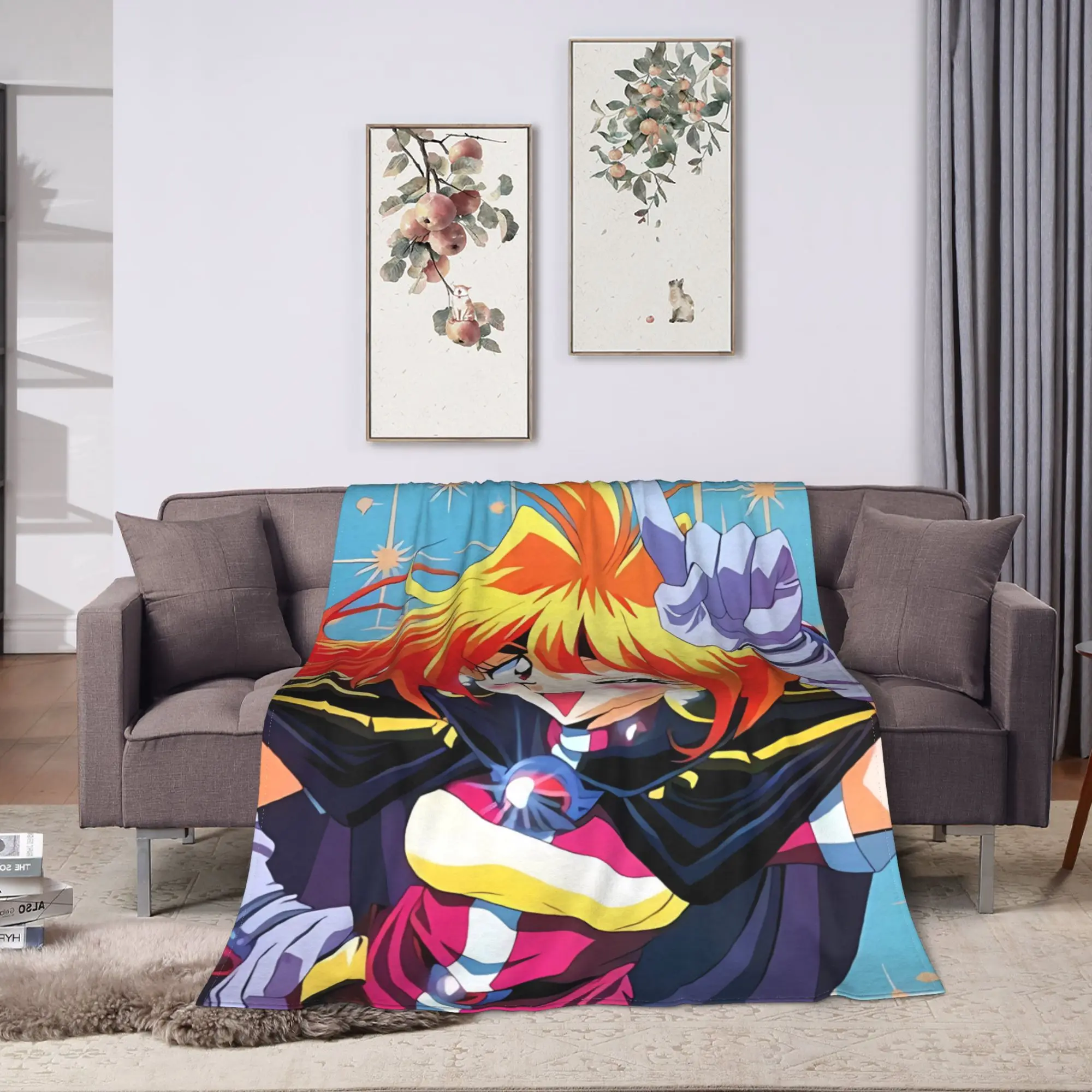 L-Linas Inversed Anime Print Blanket Quality Soft Warm  Throw Blanket Winter Kids Couch Chair Sofa Bed Fluffy Bedspread