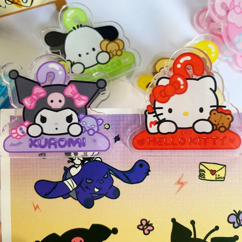 Kawali Sanrio Hello Kitty Kuromi Mymelody Cinnamoroll Pochacco Pompompurin Hangyodon акриловый зажим мультяшный зажим для заметок подарок для хранения