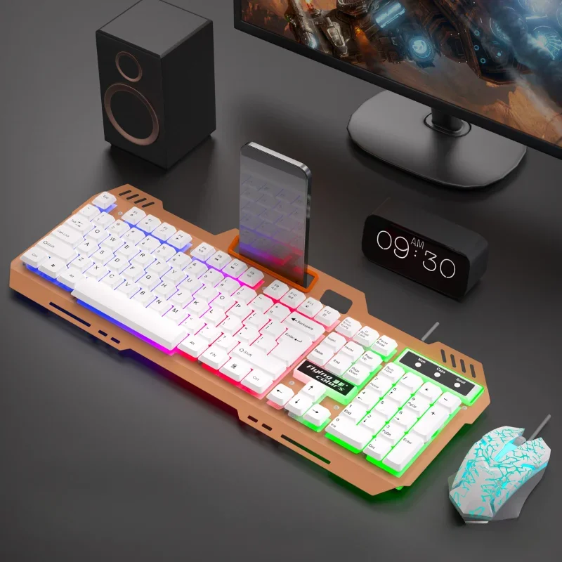 

Colorful Luminous Keyboard Mouse Set Wired USB Backlight Mechanical Feel Computer Gaming Keyboards Home Laptop Keyboard Claviers