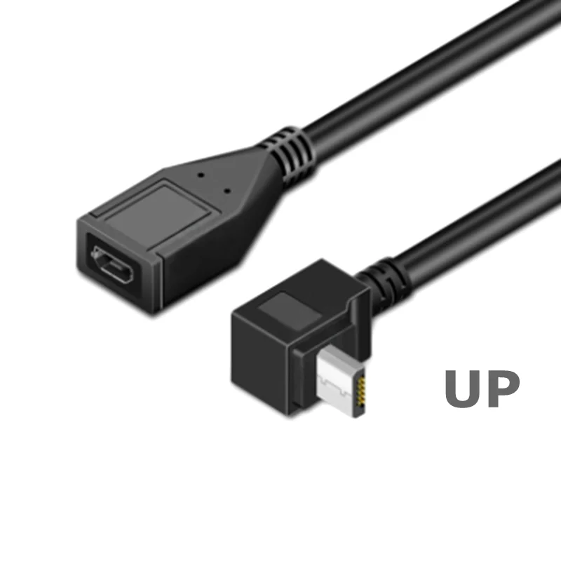 30cm 90 Degree Right & Left Angled Micro USB 5Pin Male to Female M/F Extension Connector Adapter Cable for Mobile Phone Tablet