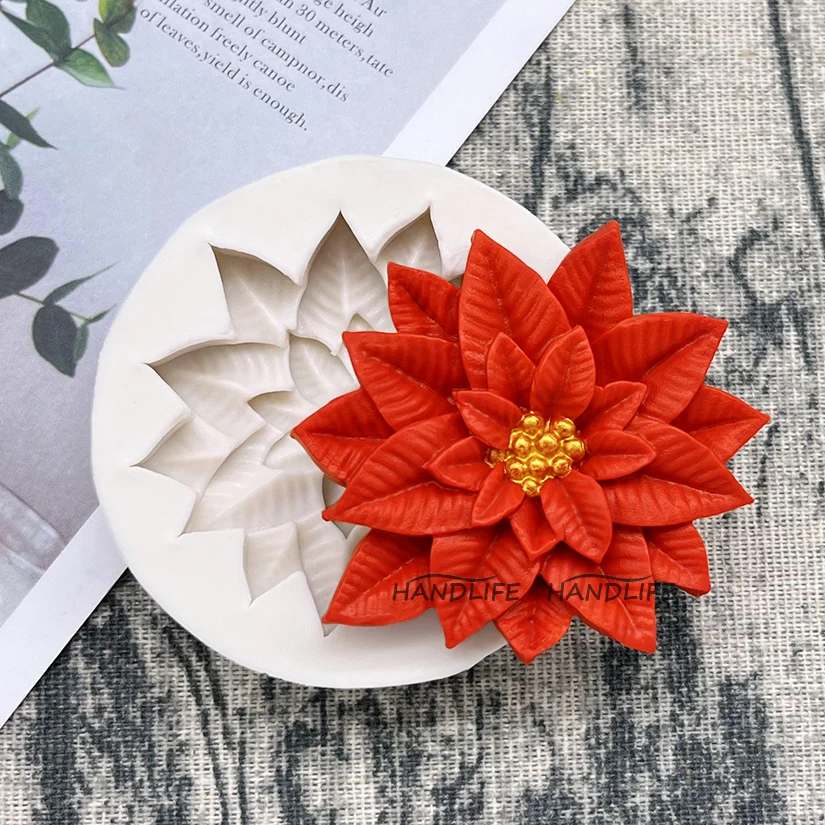 Weihnachtsstern Weihnachten Blume Silikon Sugarcraft Form Harz Werkzeuge Cupcake Backform Fondant Kuchen Dekorieren Werkzeuge – Detail 4
