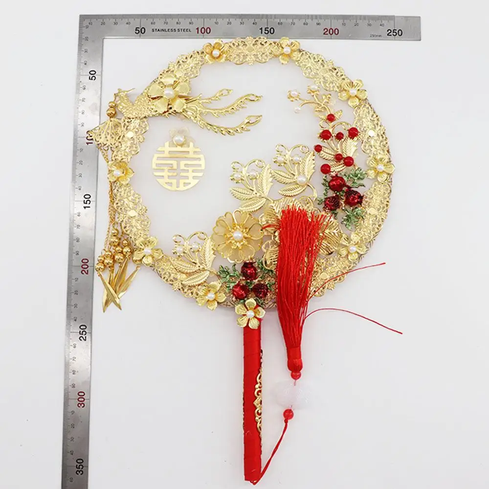 Bride Group Fan Wedding Ceremony Finished Product Bride Xiuhe Festive Fan Hand Holding Fan Xiuhe Clothes Fan Round Fan Tuan Fan