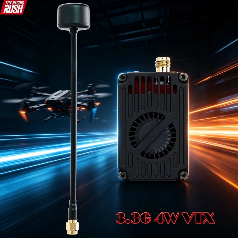 RUSHFPV OverShoot 3.3G 4W VTX FPV Video Transmitter / 3.3G Glasses VRX Receiver Module For FPV Long Range RC Drones