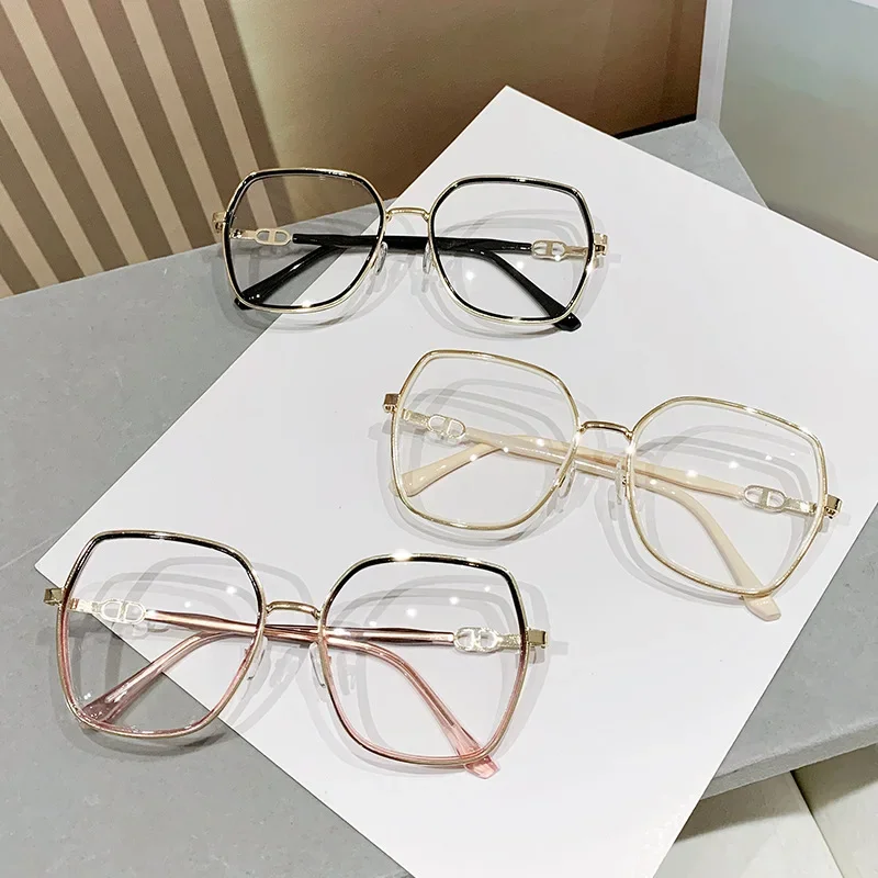 Fashion Milk white frame glasses Women Men Anti blue light glasses Oversized Polygon Frame Clear Lens Computer Glasses очки image 5