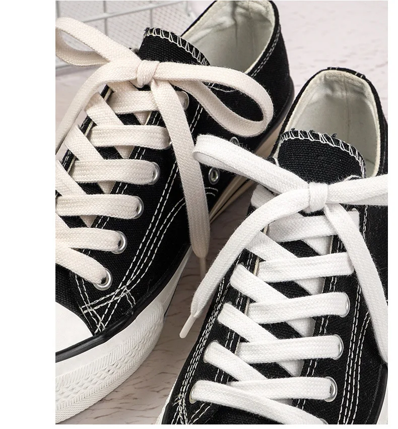 Doppellagige Schnürsenkel aus Polyester-Baumwolle, 1 cm breit, flach, hochwertige Schnürsenkel für Sneaker, Segeltuchschuhe, 1 Paar – Detail 7