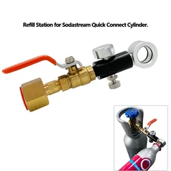 Refill Station Soda Water CO2 Adapter for Sodastream Quick Connect DUO Terra Art  Cylinder Charge W/Ball Valve Gauge