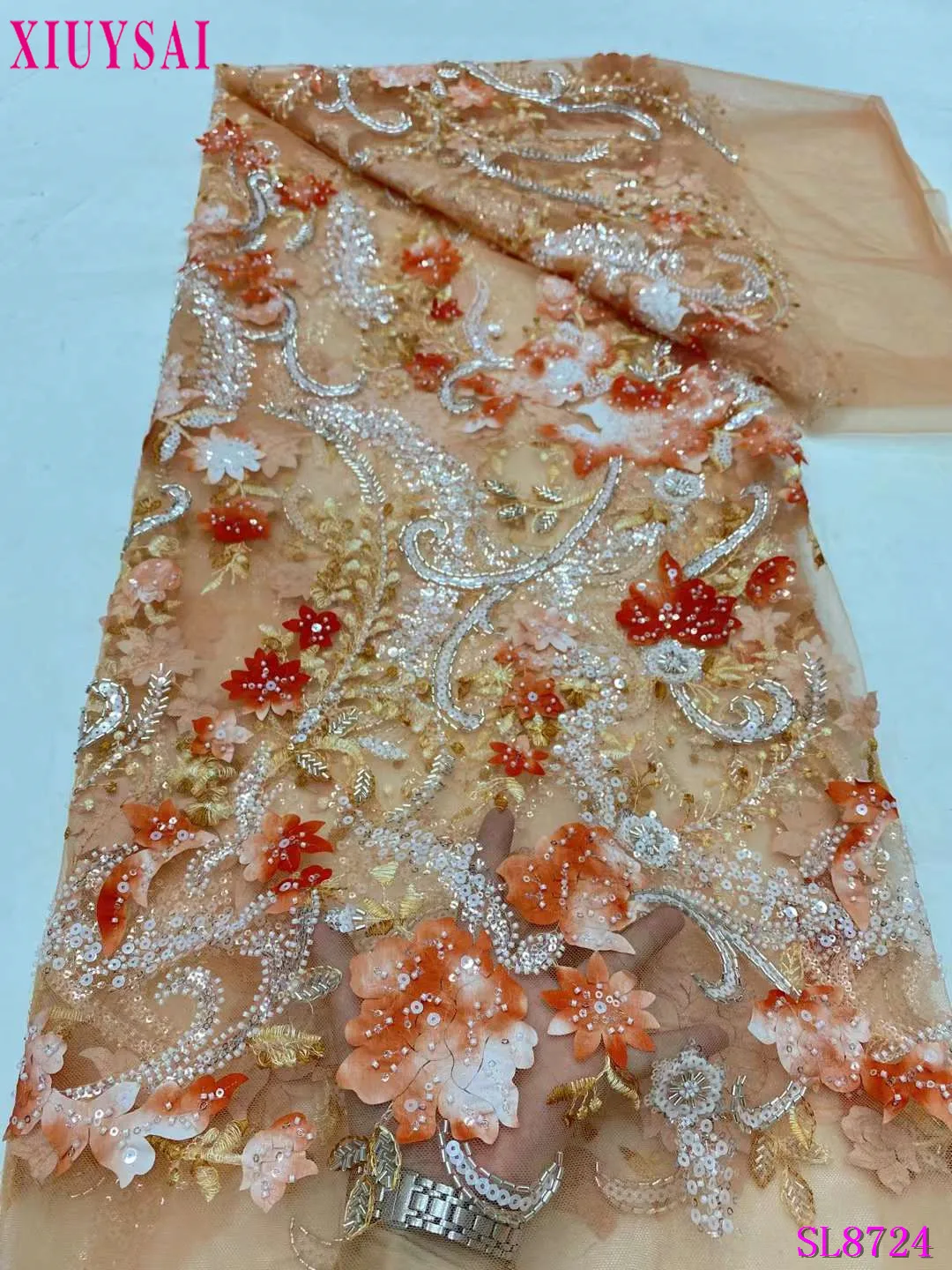 قماش دانتيل مطرز نيجيري لفساتين الخياطة ، تطريز ترتر فرنسي فاخر ، جودة عالية ، من من من الدانتيل #6