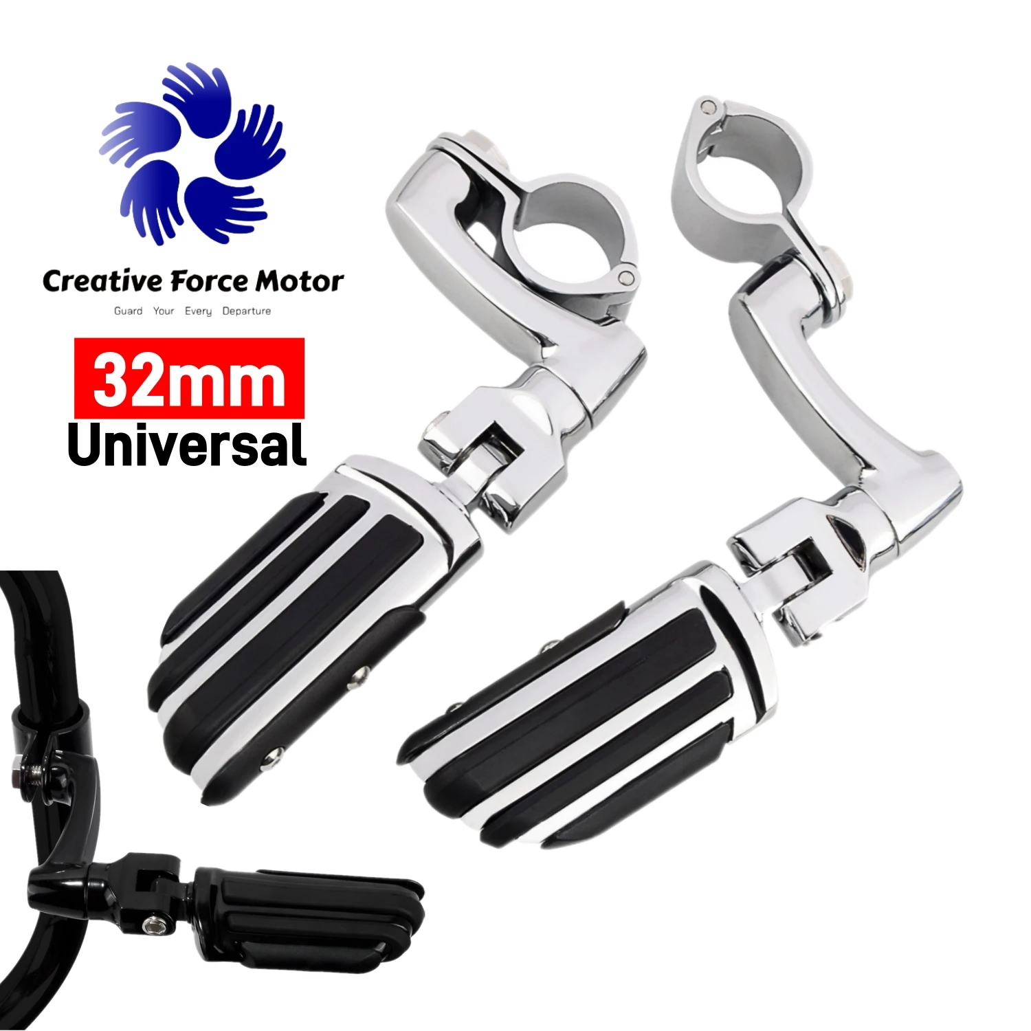 

32mm Engine Guard Highway Foot Pegs 360° Motorcycles Mount Footrest For Harley Touring Road King Sportster 1200 Dyna Steet Glide